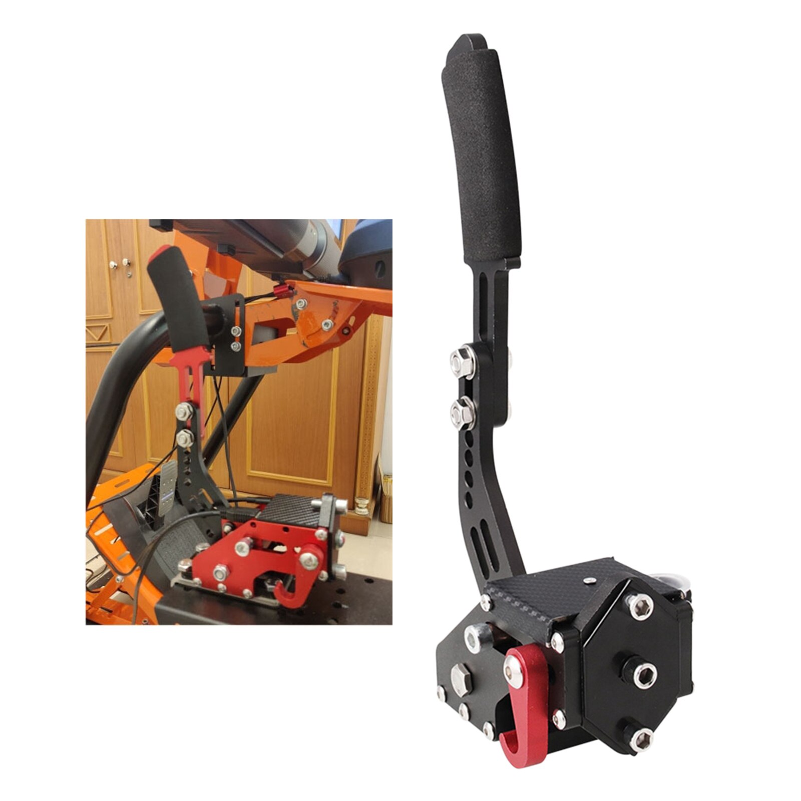 Universal 11.8in High Aluminum Alloy PC Handbrake USB Handbrakes Clamp for Racing Games (Only support PC): Black