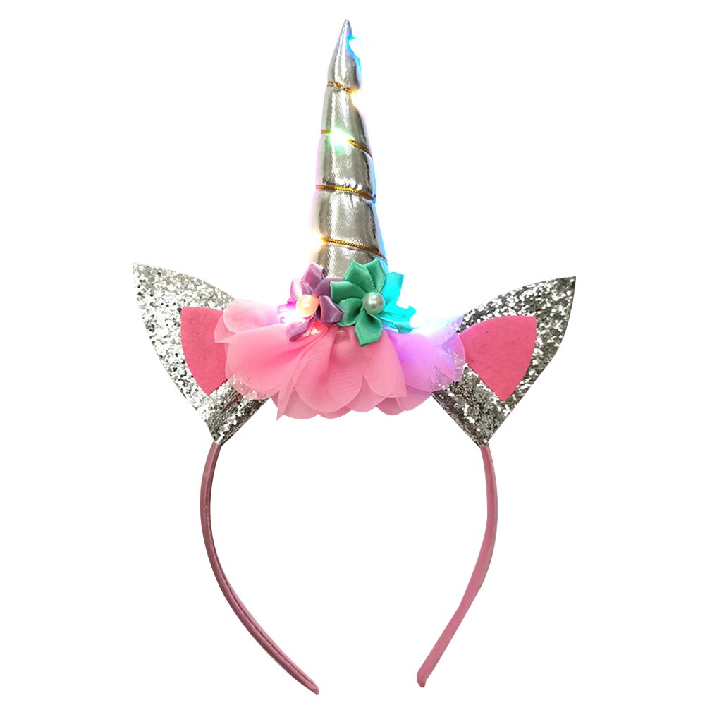 Halloween Party Unicorn Glowing Headband Unicorn Headband With Light For Prom Halloween Birthday Party: Deep Sapphire