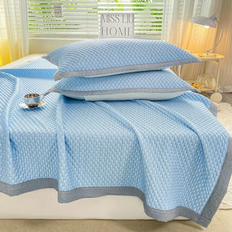Cool gevoel bonenkoelmat, ijsboon effen kleur airconditioningmat, dubbellaagse zomermat.: Bed 200 / YELLOW