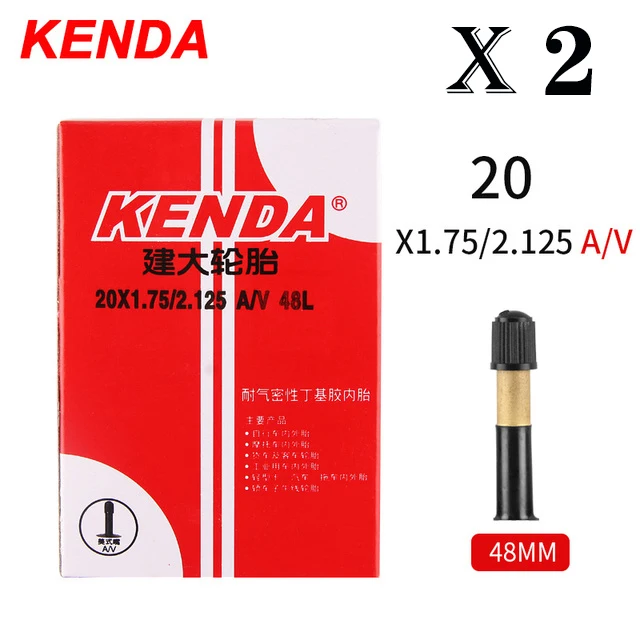 Tubo interno de bicicleta kenda, 2 peças, 20/26/27.5/29/700c/23c schrader presta borracha butílica mtb tubo de bicicleta de estrada pneu interno peças de bicicleta: Preto