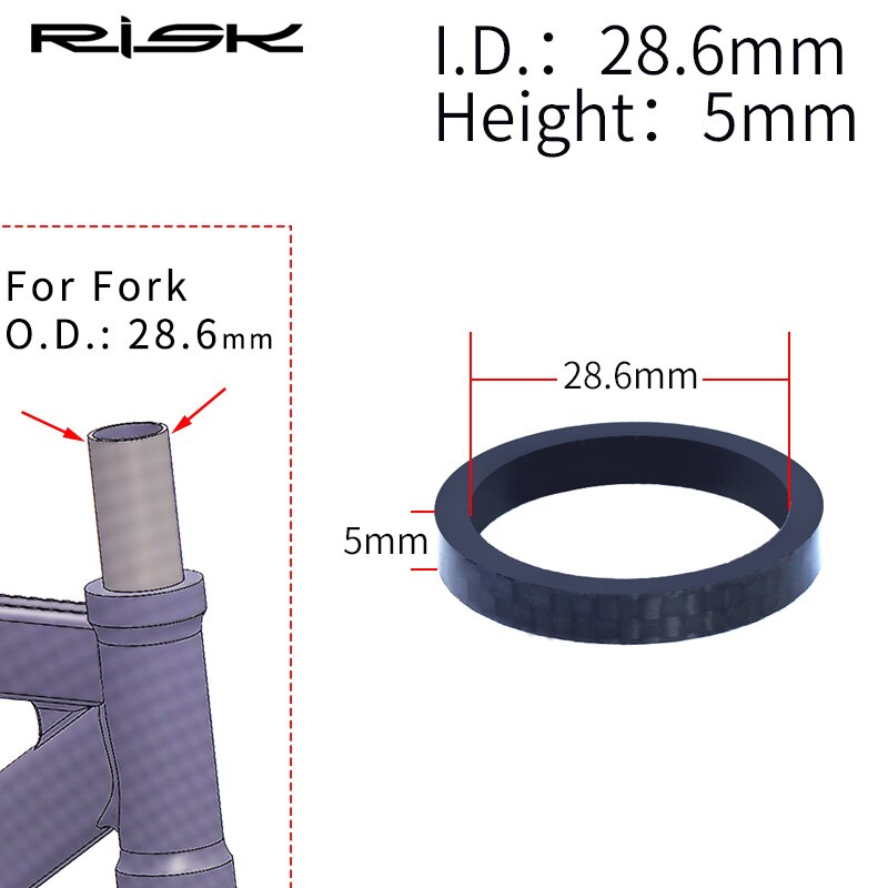 RISK MTB Road Bike Bicycle Headset Stem Carbon Fiber Washer 1-1/8" 28.6mm 1-1/4" OD2 Stem Front Fork Adjustment Spacer: 1pc 5mm