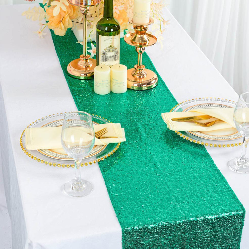 Camino de mesa con lentejuelas, camino de mesa con purpurina de 30x180cm para boda, , cumpleaños, Bnaquet, Hotel, mesa para el hogar: Gris claro