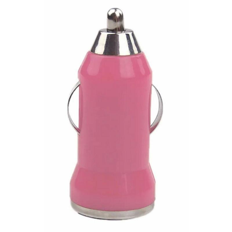 Car Charger Mini Dual USB 12v Lighter Socket Adapter plug fast charging Car usb: Pink