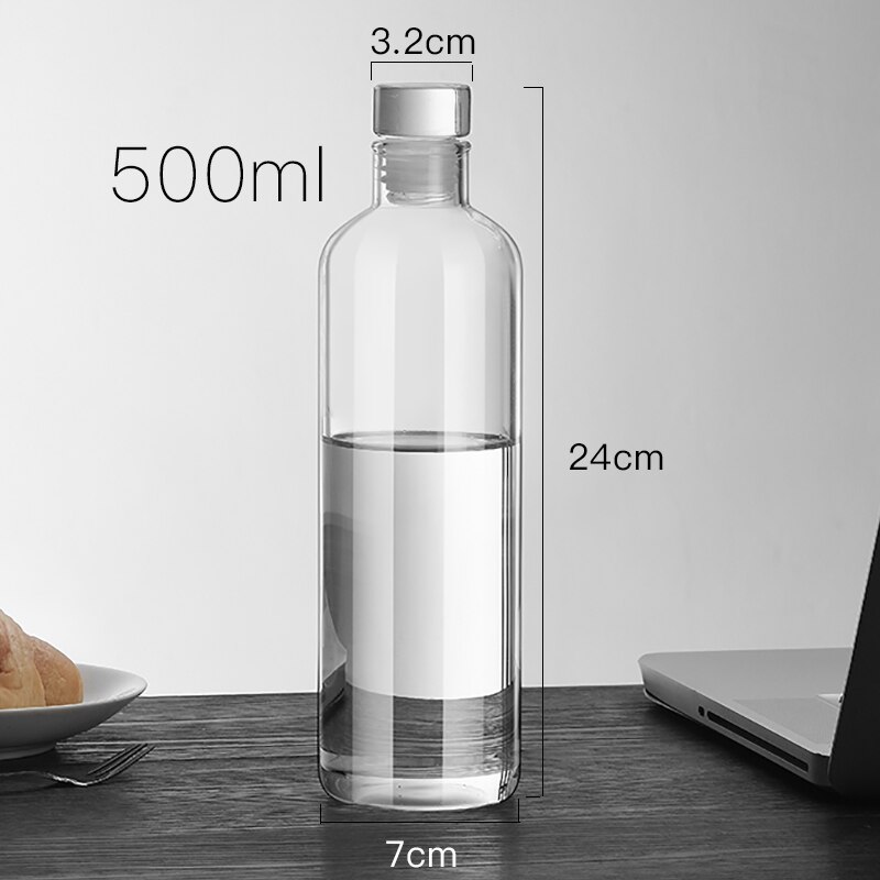 Bærbar vandflaske udendørs glasvandflaske krystal gennemsigtig botella para agua husholdningsartikler  yy50wb: 500ml