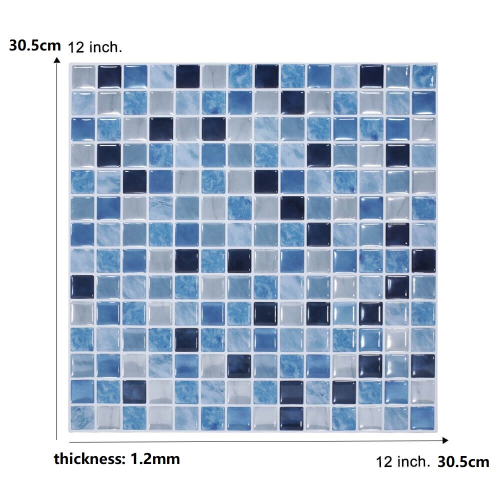 Peel and Stick Mosaic Tile for Kitchen and Bathroom Waterproof Wallpaper DIY Felxible Wall Tiles - 1 Sheet: TSQS52