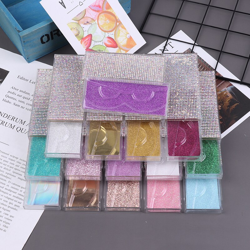 1pcs Popular 3D False Eyelashes Packaging Empty Lash Case Bling Glitter Eyelash Pull Box Diamond False Eyelash Packaging Box