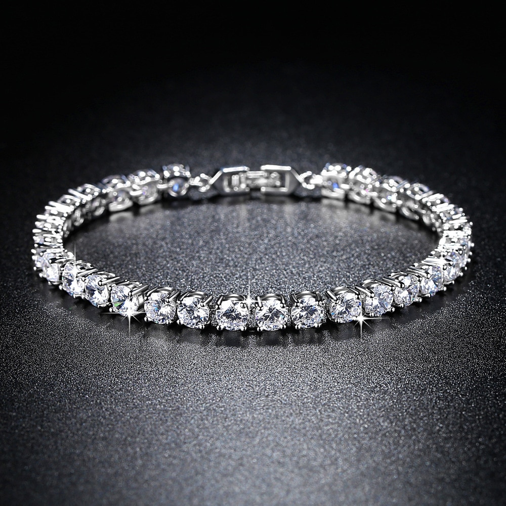 Luksus 925 sterling sølv tennisarmbånd armbånd til kvinder jubilæum smykker moonso  s5446
