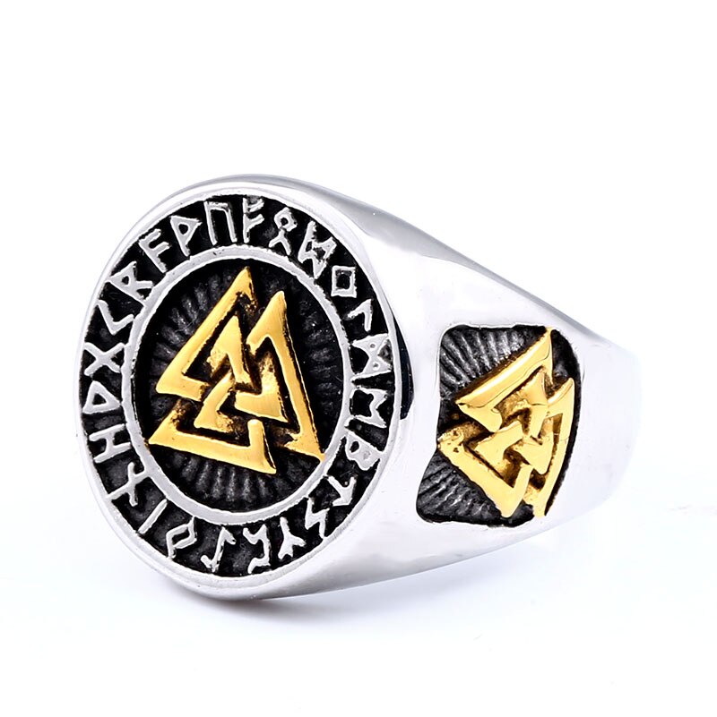Soldat en acier nordique viking rune anneau en acier inoxydable matériel breloque populaire pour l'europe Skandinaviska bijoux