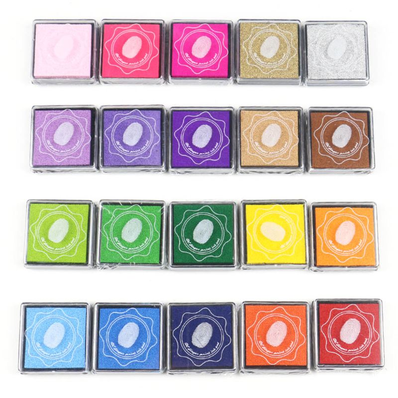 20 colori inchiostro pad FAI DA TE Scrapbooking album di Pittura con le Dita tampone per inchiostro Francobolli Tenuta F3MA