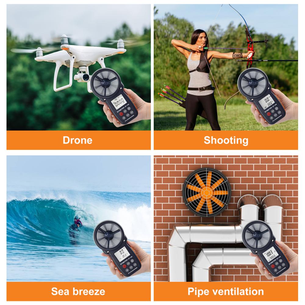 Handheld Anemometer Digital Wind Speed Measurement Temperature Tester LCD Display Air Flow Speed Wind Meter BTMETER BT-100
