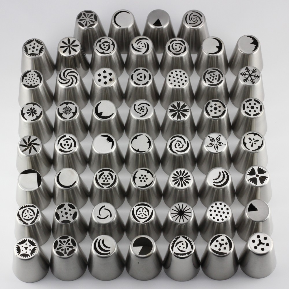 Mujiang 55 Stks/set Rvs Russische Tulp Icing Piping Nozzles Pastry Tips Cake Decorating Tools Voor De Keuken Bakken