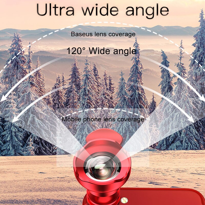Baseus Mobile Phone Lens Wide Angle Fish eye Fisheye 15X Macro Camera Lens For iPhone Xs Max Xr X Samsung S10 S9 Huawei P30 Pro