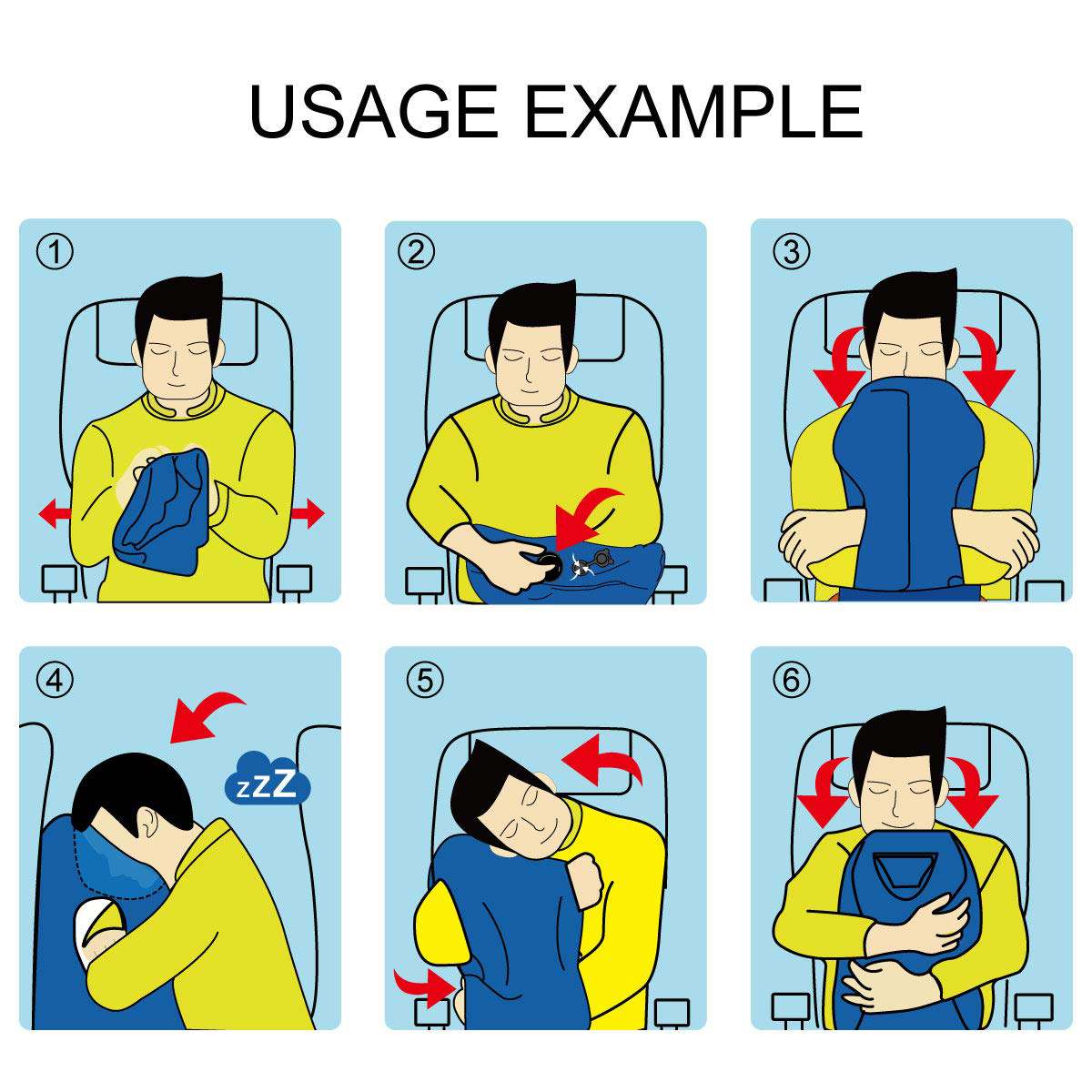 Inflatable Travel Sleeping Bag Portable Cushion Neck Pillow for Men Women Outdoor Airplane Flight Train Sleeping Easy S/M