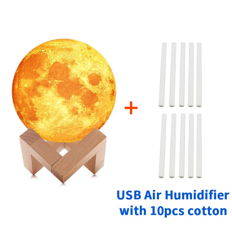Ultralyd luftfugter 880ml usb luftfugter 3d måne led natlampe kølig tåge luftrenser til hjemmebil увлажнитель воздуха: Usb luftfugter 5 stk