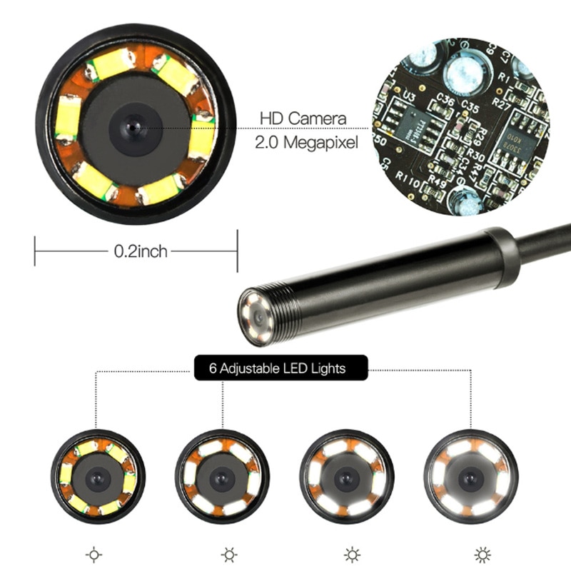Wifi Endoscoop Camera 720P Hd 8Mm Lens Hardwire Softwire Kabel IP67 Waterdichte Iphone Android Wreless Auto Inspectie Borescope