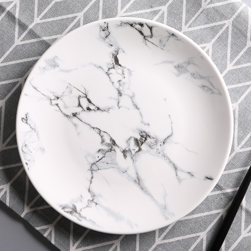 4 pcs set 6 or 8 or 10 inch Marble dinner plates ceramic tableware dinner set marble dinnerware