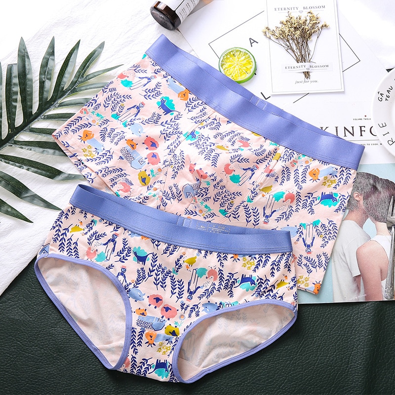 Par de ropa interior jóvenes hombres de algodón de impresión con personalidad Boxer Shorts transpirable hombre Calzoncillos hombre Cueca Calzoncillos