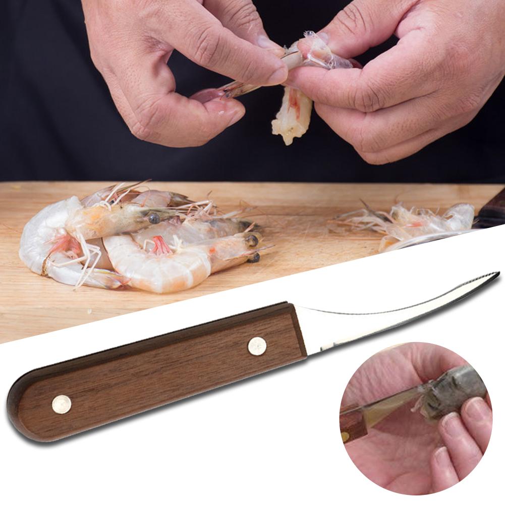 Rustfrit stål rejer line kniv hummer fisk rengøring rejer tarme skære kniv skræller praktisk værktøj til skaldyr