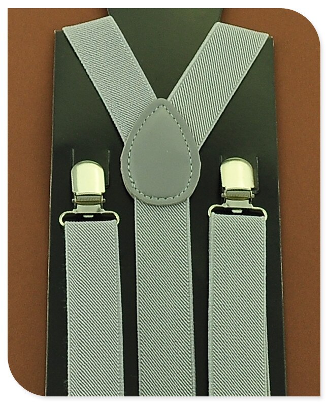 -KIDS Bretels 2.5 cm x 65 cm 36 kleuren Mix JONGENS/MEISJES Bretel Elastische Bretels slim Jarretelle Y-back Bretels: Light Grey