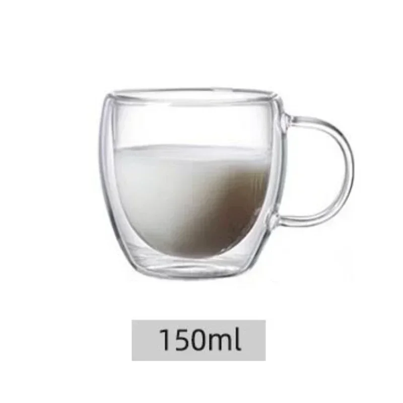 5 maten dubbelwandige geïsoleerde glazen beker heldere espresso koffiemokken handgemaakte biermok thee melkglas whisky glazen kopjes drinkgerei: Roze