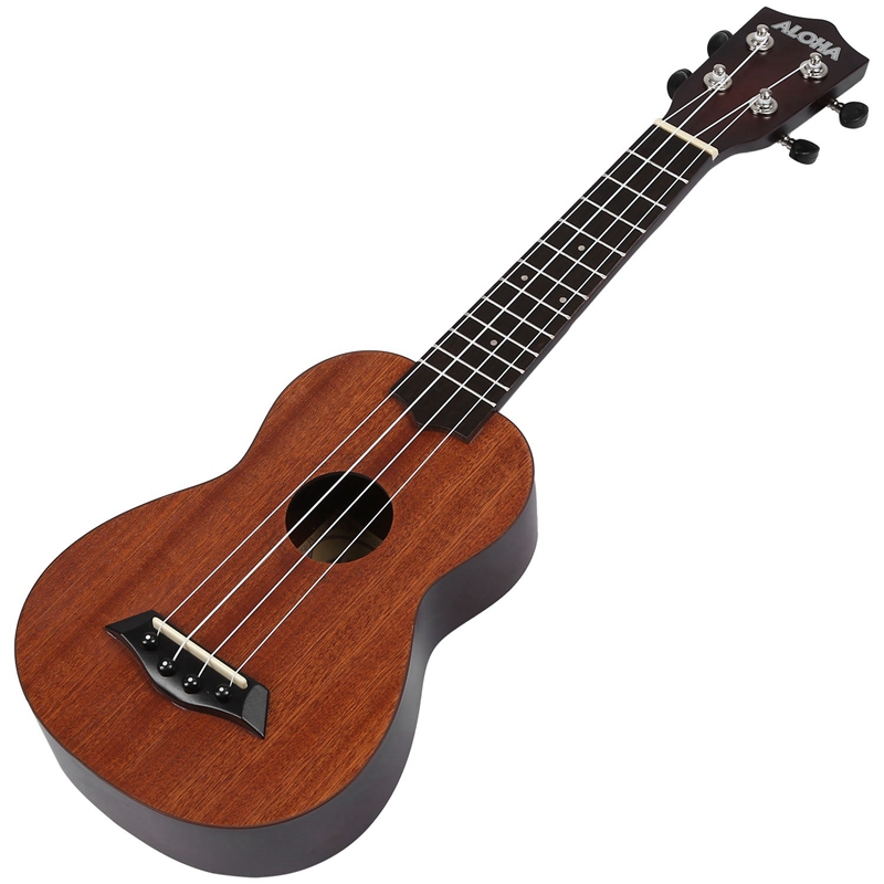 Aloha 21 tommer ukulele begynder sopran ukulele sapele træ 4 strenge guitar mahogni hals delikat tuning pind: Default Title