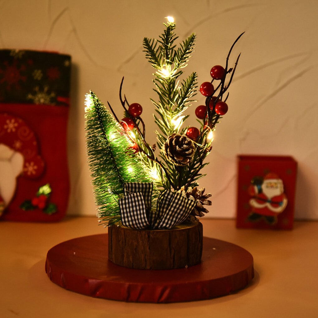 Artificial Christmas Tree Table Top Glowing Tree Decor Mini Xmas Tree Table Decoration Christmas Ornament Year Party Decor: 02