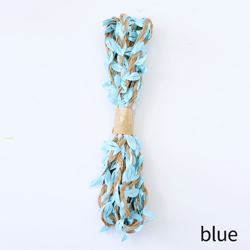 Rustic Simulation Green Leaves DIY Wedding Decor 10M Bouquet Packaging RopesMultifunction 5MM Weaving Hemp Rope: blue