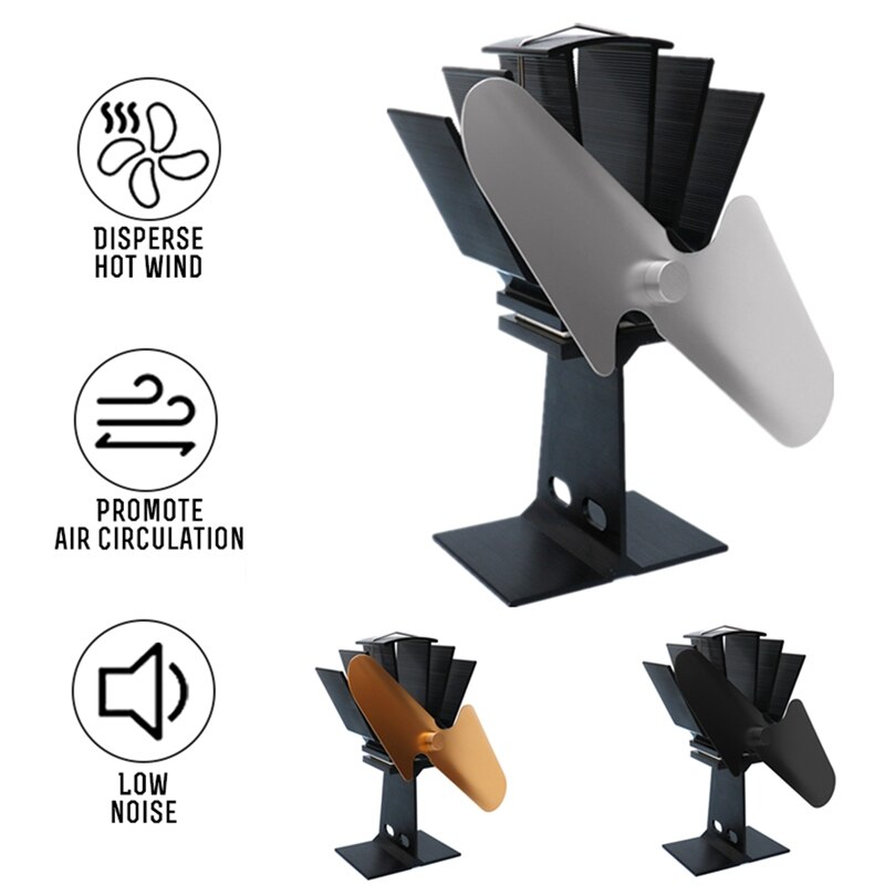 2 Blade Blast Stove Fan Home Silent Blast Stove Fan Ultra Wood Stove Fan Fireplace Fan Home Efficient Heat Distribution