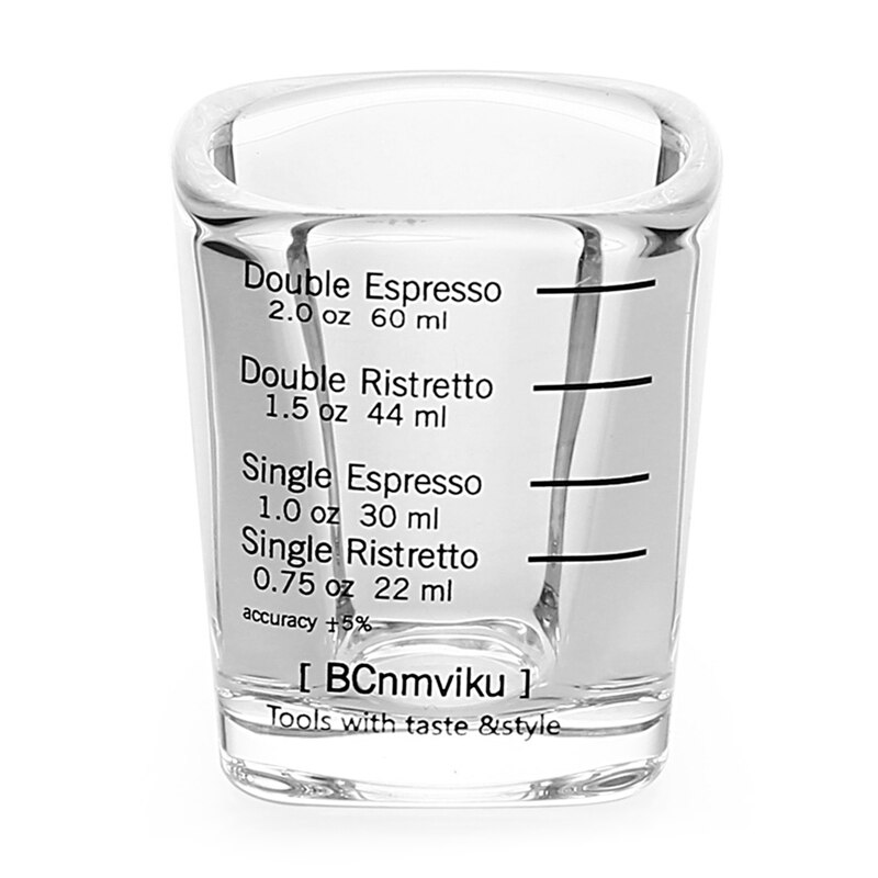 Square Espresso Shot Glasses 2 oz 60m Transparent Thickened Double Wall Ounce Cup 60ml Measuring Scales Coffee Cup