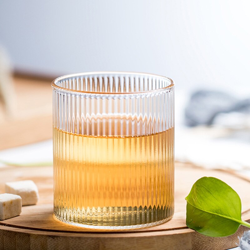 Ribbet glass whiskyglass vertikal kornkopp varmebestandig tevann er kaffe juice kopp japansk håndlaget