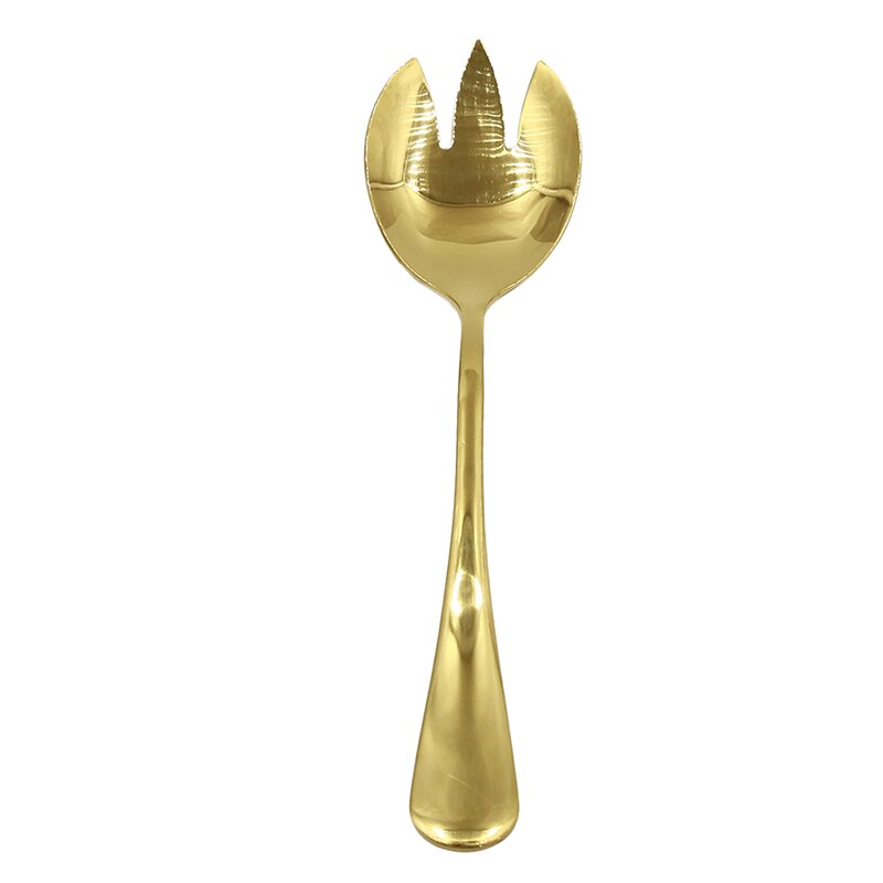 Gouden salade lepel vork 1 stuks salade lepel roestvrij staal bestekset serveerlepelset kleurrijke unieke lepels: Gouden vork