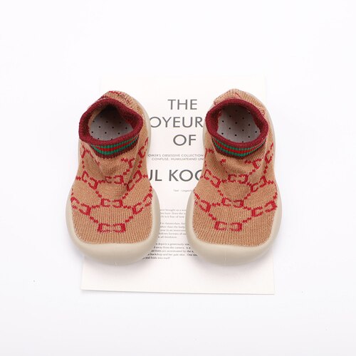 Baby Boys Girls Sock Shoes Non-slip Floor Socks Baby Soft Rubber Sole Toddler Sneakers Socks Baby Socks with Rubber Soles Shoes: Brown / 20-21(Insole12.5cm)