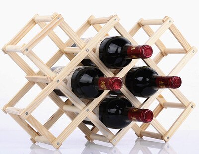 Kreative Faltbare Wein Flasche Halfter Praktische Wohnzimmer Dekorative Schrank Holz Rotwein Anzeige Lagerung Lagerung Gestelle: 10Flaschen-1