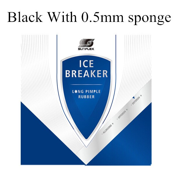 Gomma da ping-pong da ping-pong allungabile lunga SUNFLEX ICEBREAKER con gomma spugnosa senza spugna (bue Topsheet): nero 0.5mm sponge