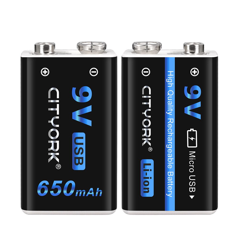 9V Li-ion Rechargeable Battery 650mAh micro USB 6F22 9v Lithium Battery for Microphone RC Helicopter Model Multimeter