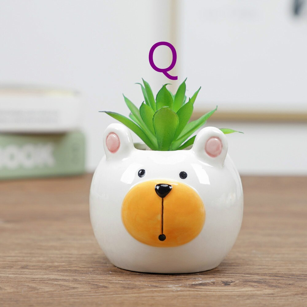 Dessin animé Animal Pot de fleur Pot d'intérieur Succulent plante Pot décoration de la maison artisanat décoration: Q