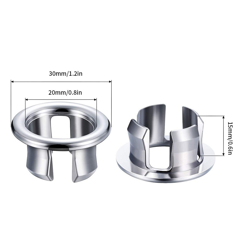 3Pcs Badkamer Wastafel Sink Overloop Ring Zes-Voet Ronde Insert Chrome Hole Cover Cap Holle Ring Wastafel Trim vervanging Afvoer Caps