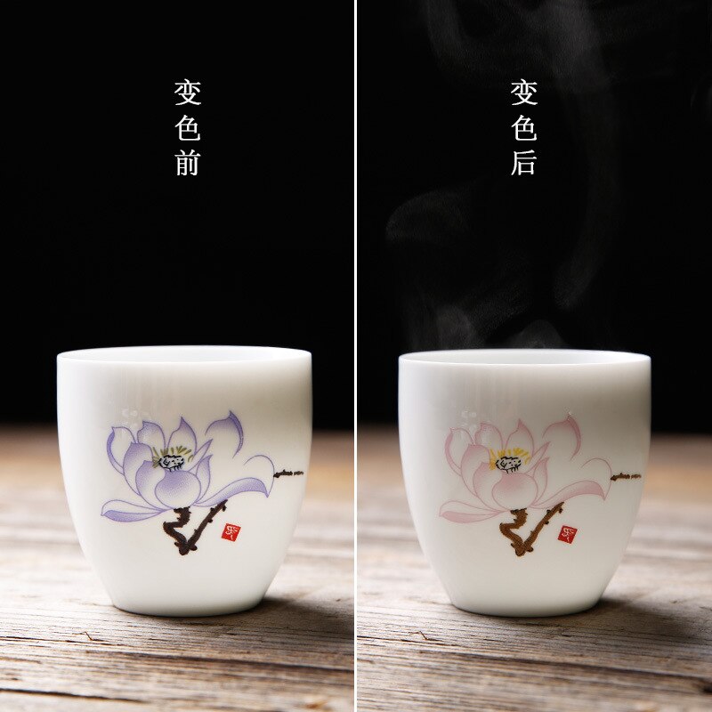 Color changing teacups ceramic tea cups white porcelain large master cup features home hospitality cup: Light Green