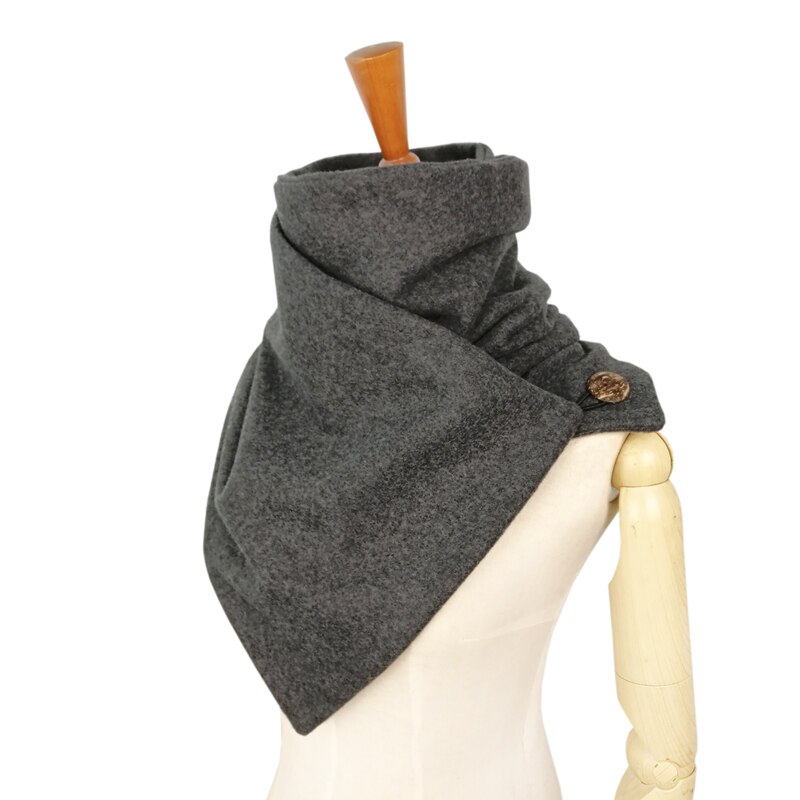 Hooded scarf Neck warmer Cowl scarf Women men Winter Scarves and hooded snoods loop button by Couverture echarpe: deep gray