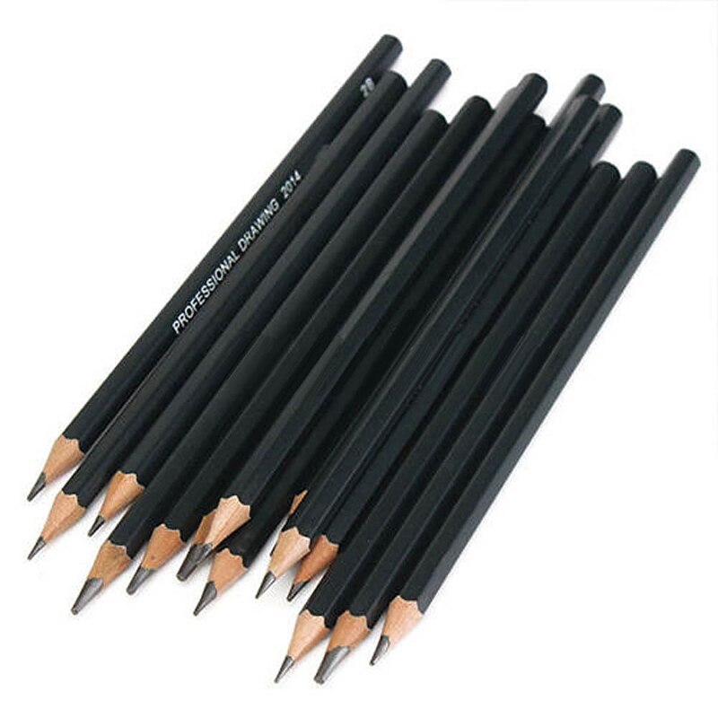 14 Pcs/lot Graphite Pencils Beautiful Painting Tool 6H-12B Professinal Set of 14 Sketch Art Drawing Pencil Sketching Pencils