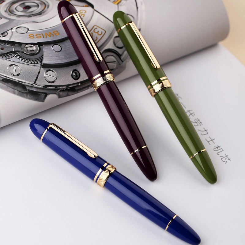 Nueva pluma estilográfica MAJOHN P140 de lujo con pistón de resina transparente NO.8 F/M, papelería de oficina de gran capacidad, bolígrafo de para escritura de tinta