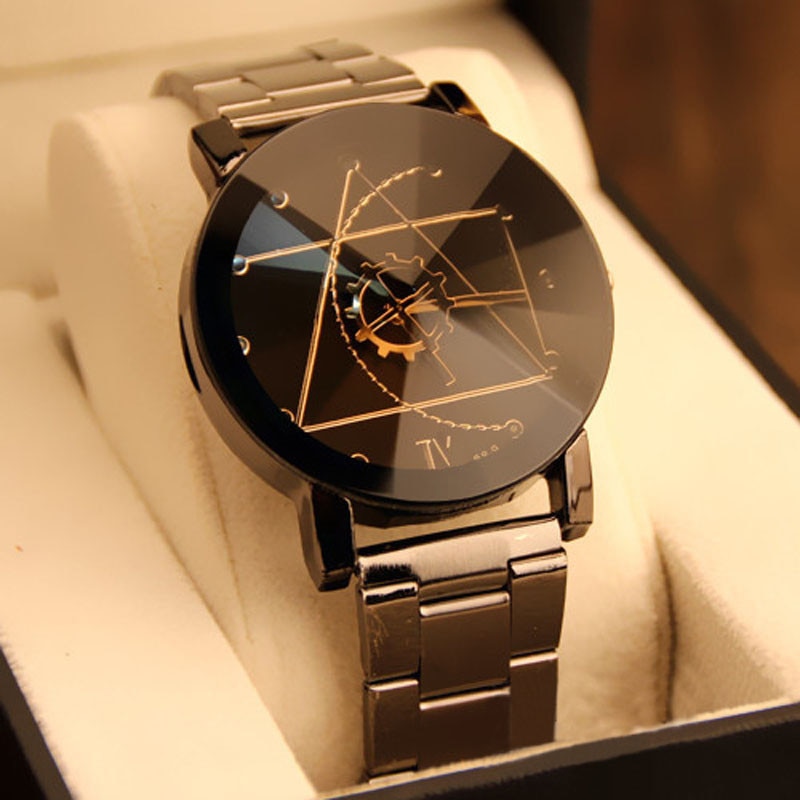 Top quartz herreur sort rustfrit stål båndur business armbåndsur relogio masculino erkek kol saat