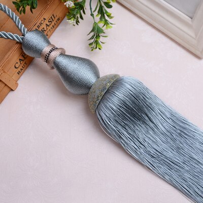 2 teile/los Vorhang Quaste Pinsel Fringe Raffhalter Hängen Gürtel Ball Seile Vorhang Zubehör Tieback Schnalle Wohnkultur: Blue gray