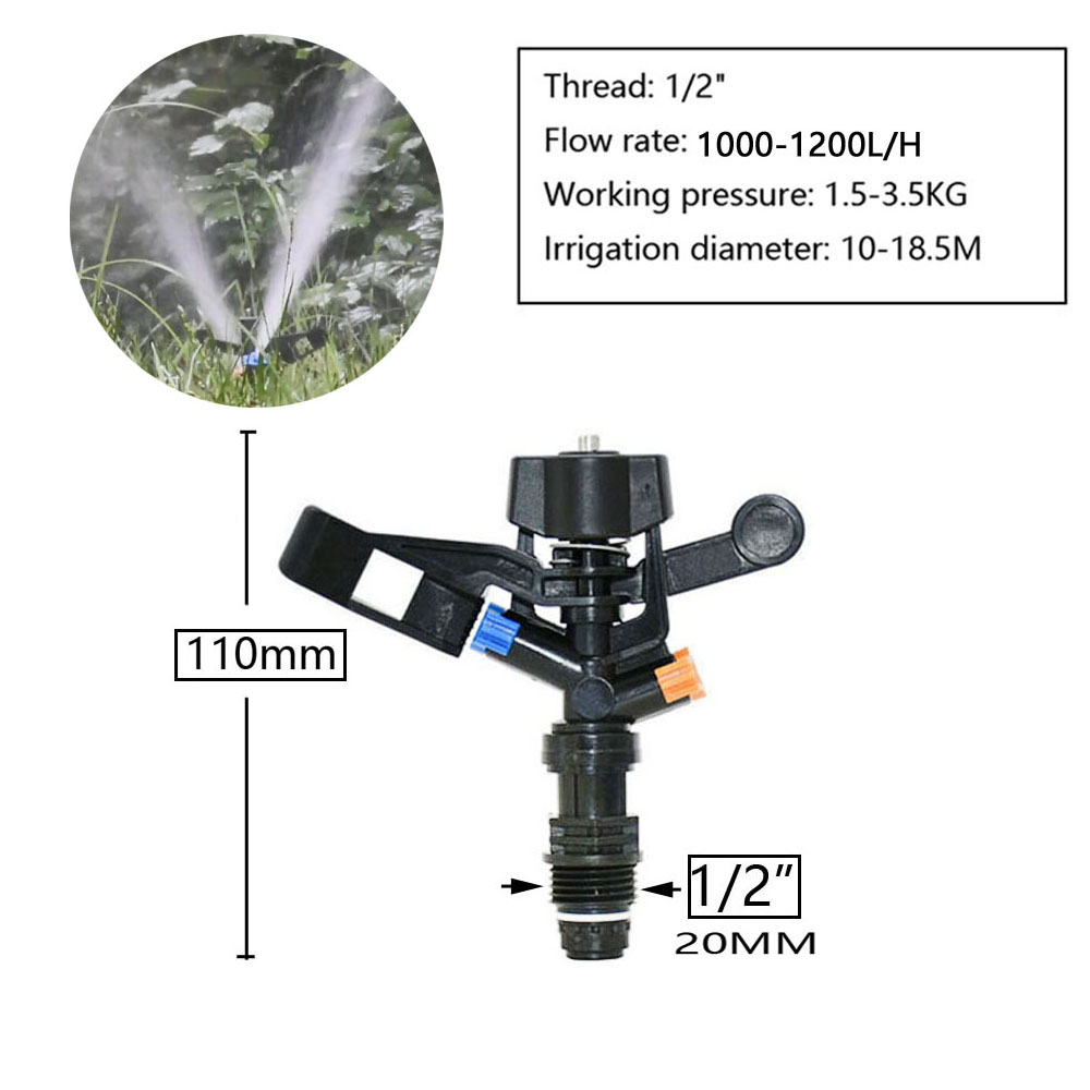 Automatische roterende straalsproeiers met  g1/2 mannelijke schroefdraad sproeikoppen voor tuin-, landbouw- en gazonirrigatie: Zwart