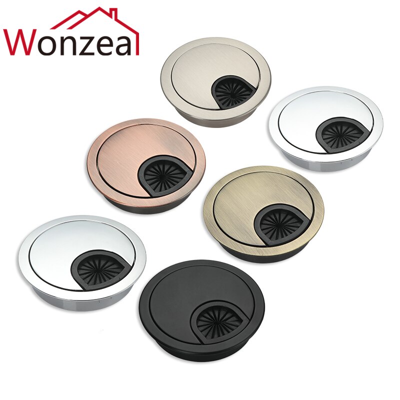 Wonzeal Zinc Alloy Round Table Wire Hole Covers Outlet Port Computer PC Desk Cable Grommet Line Holder 50mm/53mm/60mm/80mm