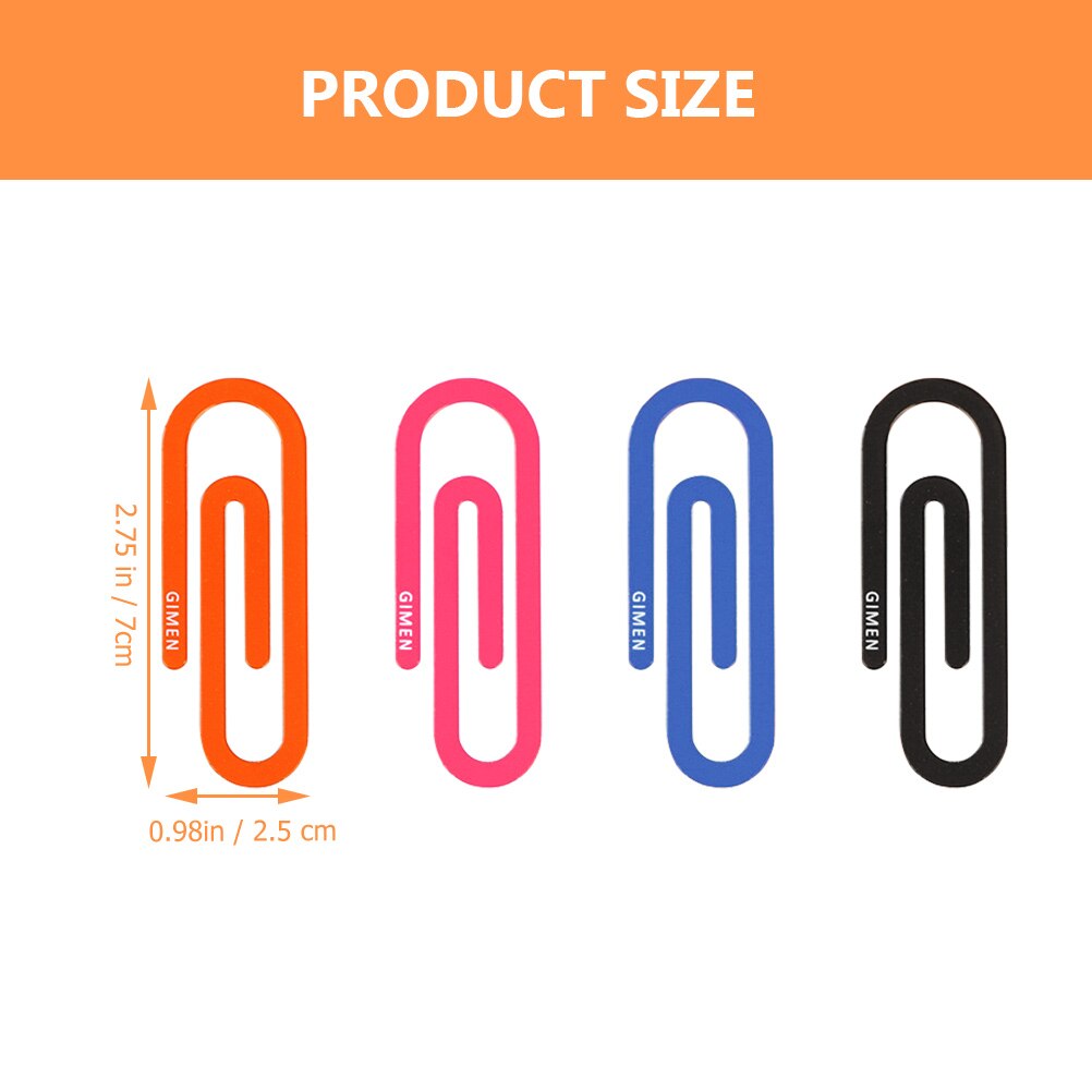 4Pcs Multi-function File Clips Lovely Paper Clamps Iron Paperclips Book Markers for Students