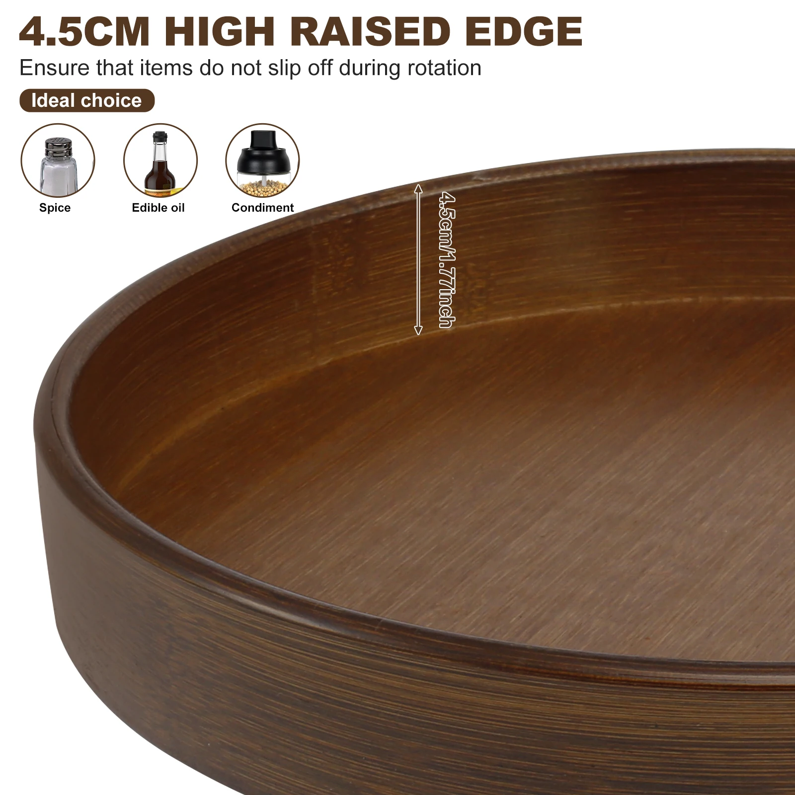 Organizador de madera Lazy Susan, contenedor giratorio redondo Lazy Susan para armario, despensa, encimera de cocina, refrigerador, despensa de especias