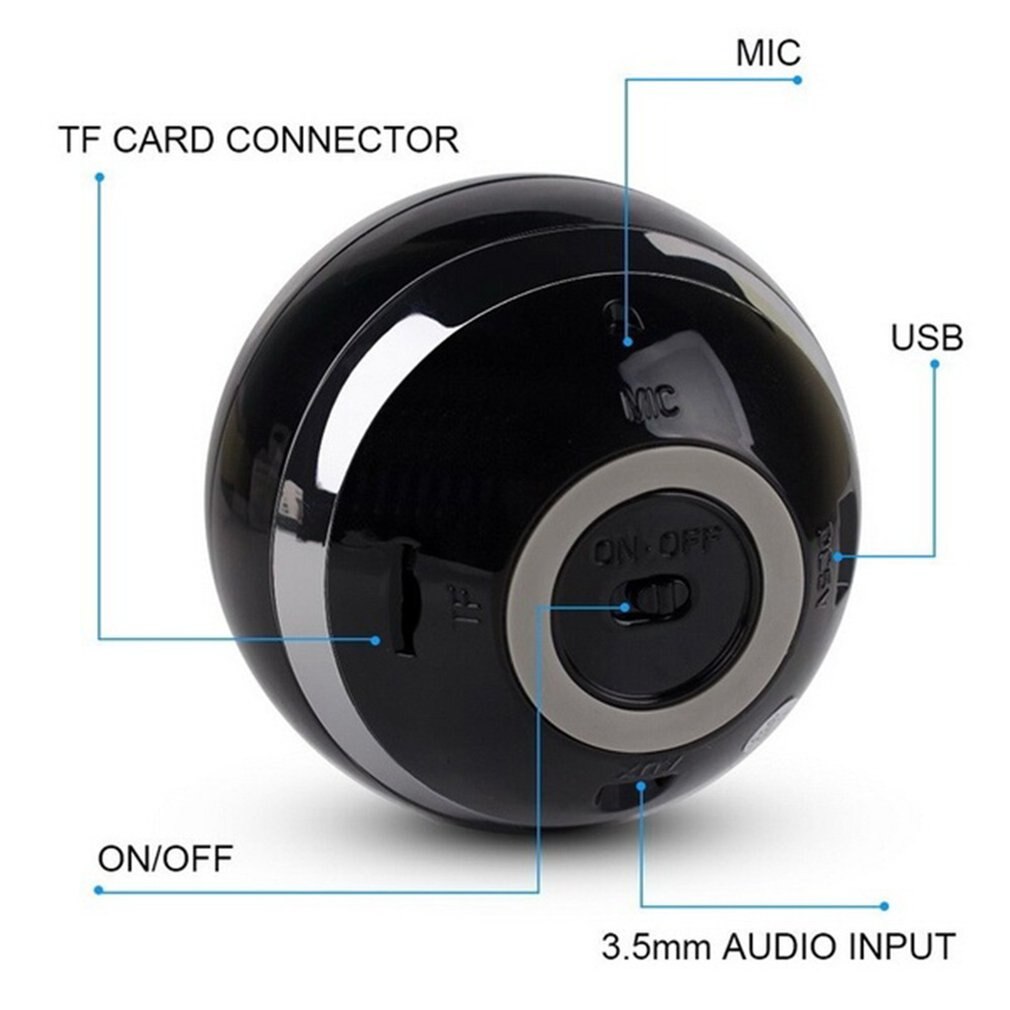 Ball Bluetooth Speaker With LED Light Portable Wireless Mini Speaker Subwoofer With Mic FM Multicolored Ball with Light Speaker