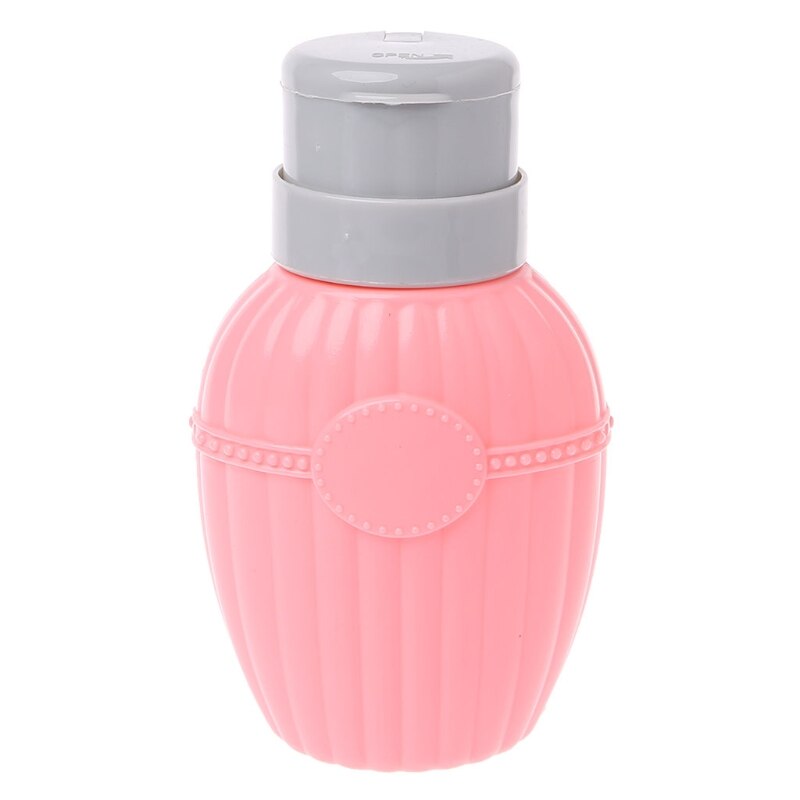 250ml Empty Nail Art Pump Dispenser Acetone Polish Remover Alcohol Bottle Liquid: Pink
