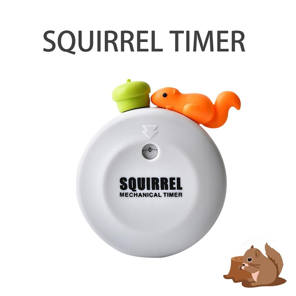 Mignon dessin animé écureuil minuterie cuisson Pot de riz soupe noyau mécanique minuterie magnétique maison cuisine rappeler petit réveil: Gris